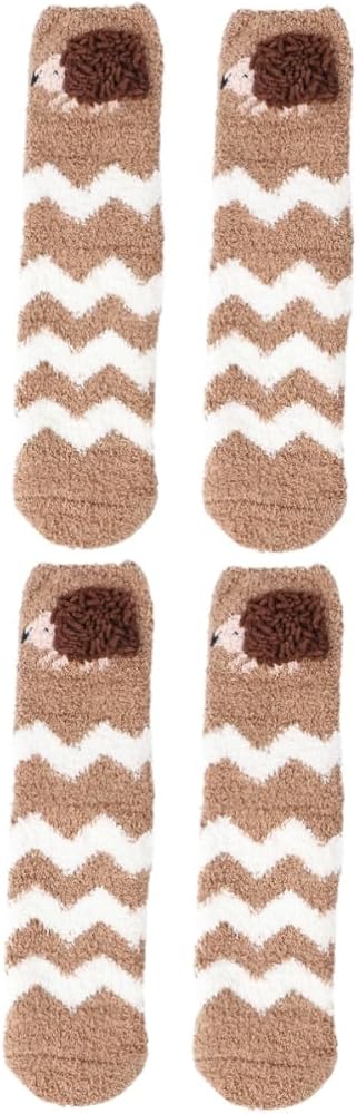 Amosfun 2 Pairs Coral Fleece Socks Sleep Socks Thicken Socks Stockings Socks Sleep Stockings Non-binding Socks