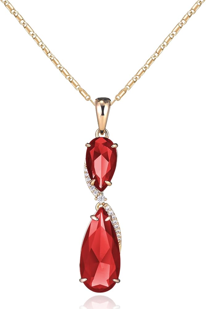 Blue/Green/Red/Purple/White Teardrop Cubic Zirconia Gamstone Pendant Necklace for Women for Gift