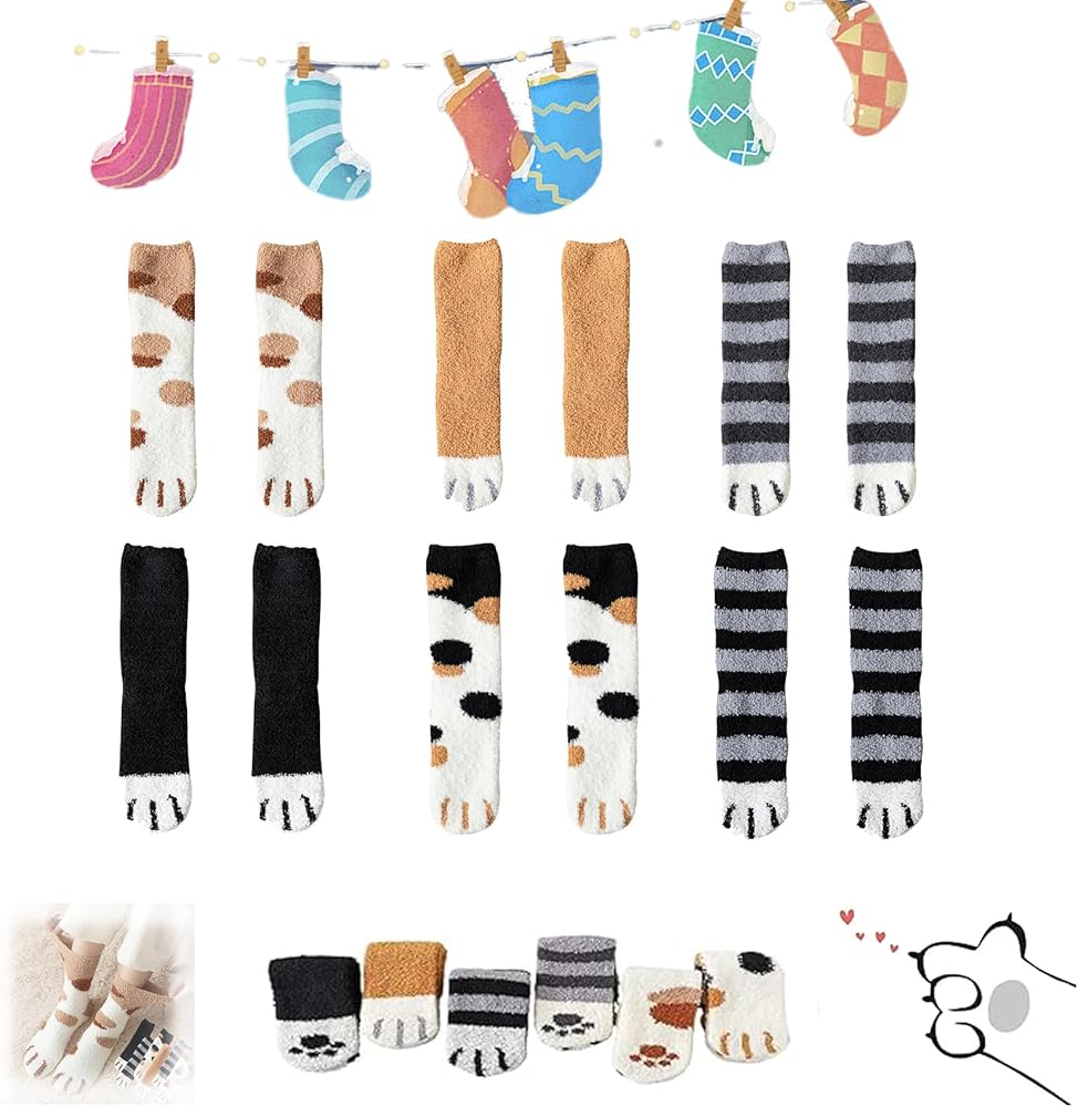 Admissioni Cat Claw Socks, Cat Claw Socks, Winter Cat Claws Cute Thick Warm Sleep Floor Socks, Fuzzy Socks Women