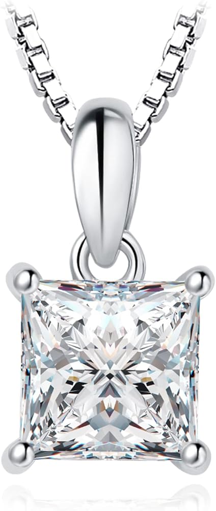 JewelryPalace 1ct Moissanite Solitaire Pendant Necklace for Women, 14K White Yellow Rose Gold Plated 925 Sterling Silver Necklaces for Her, Classic Simulated Diamond Jewelry Set, 18 Inches chain