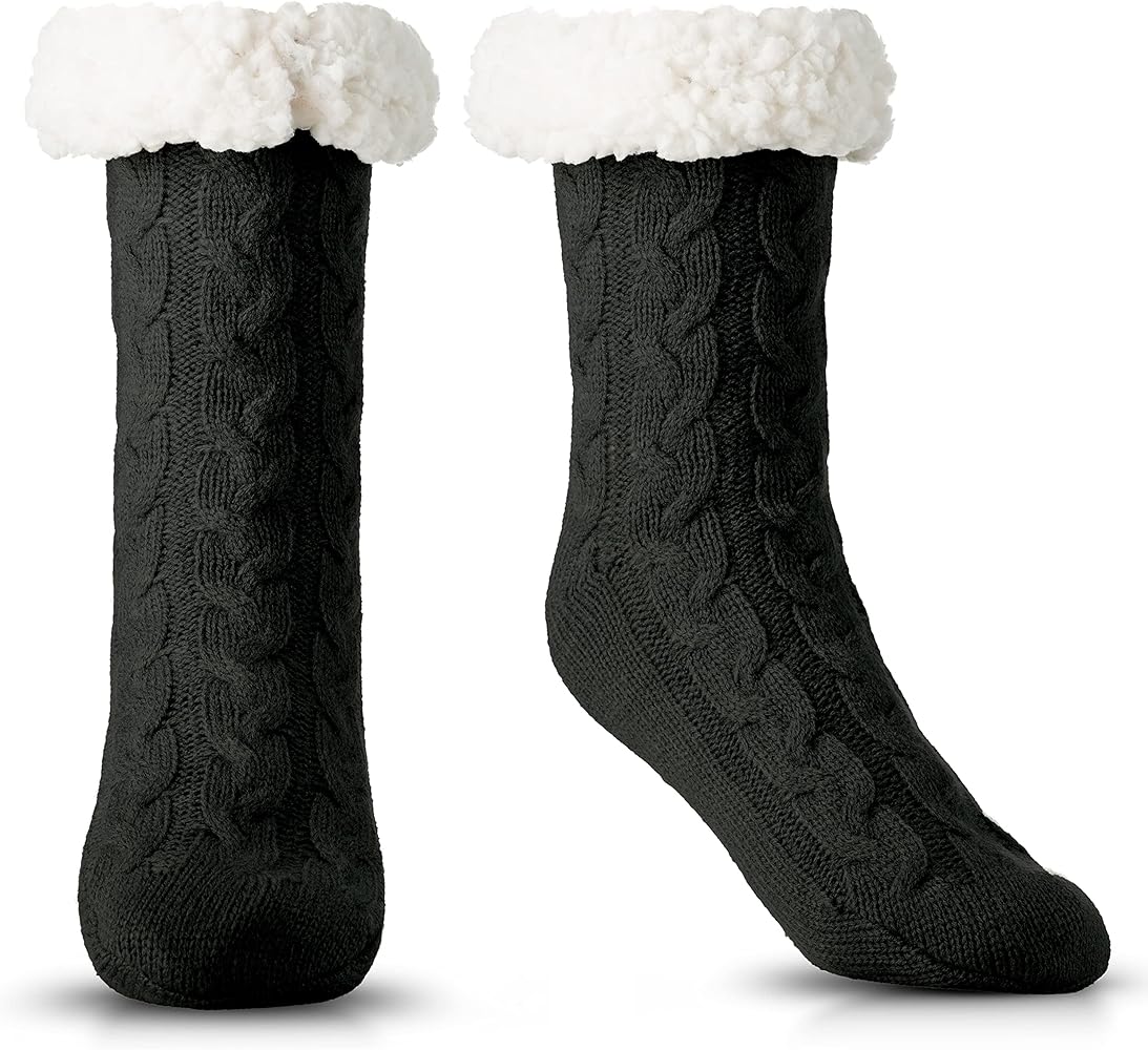 Debra Weitzner Fuzzy Socks for Women Fleece-Lined Sherpa Slipper Socks Christmas Super Soft Warm Fluffy