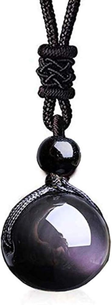 Black Obsidian Necklace Obsidian Pendant Obsidian Necklace for Woman Rainbow Obsidian Stone Black Obsidian Pendant