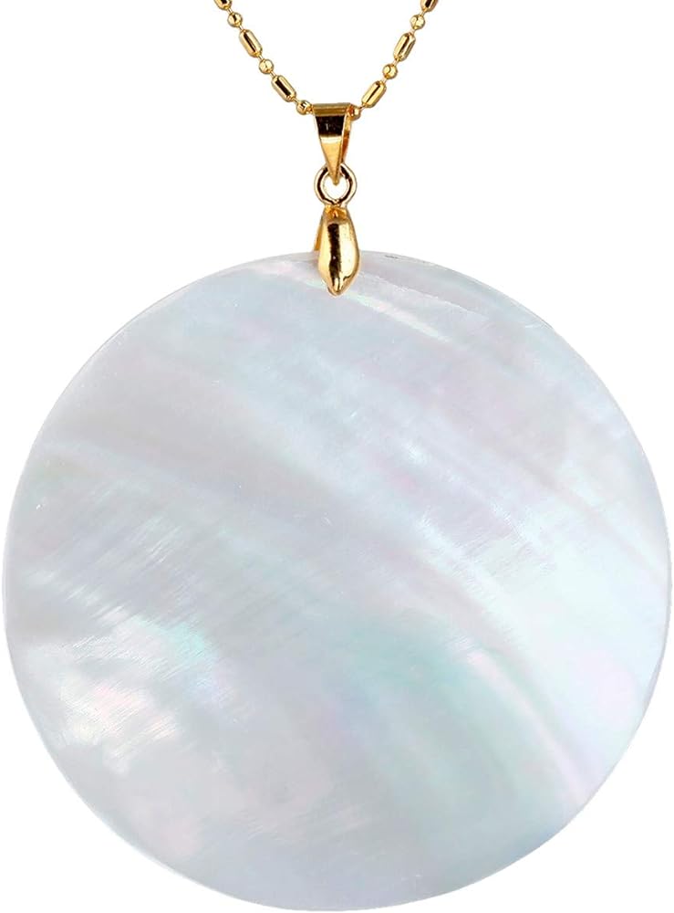 TUMBEELLUWA Sea Shell/Abalone Shell Pendant Necklace for Women, Pendant with 19.5" Chain