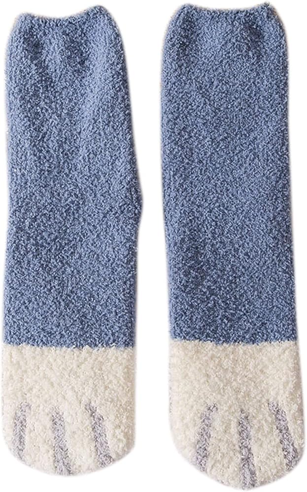 Socks Women Teen Girls Cat Scratch Pattern Sleeping Winter Slipper Socks Long Comfortable Casual Vintage Long Sleep Stockings