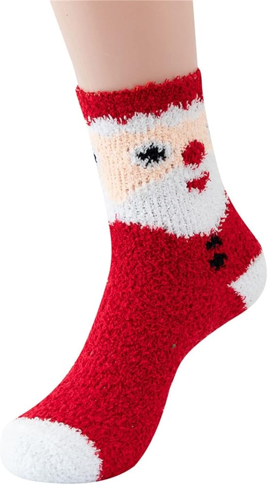 Funny Christmas Socks Elk Cozy Fluffy Winter Cabin Slipper Warm Fleece Soft Comfy Fleece Sleep Socks