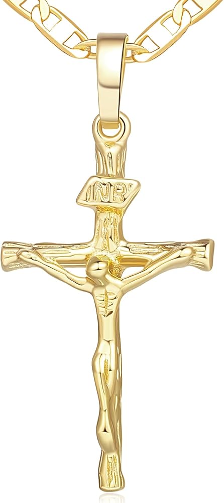 Cross Necklace 14K Gold Cross Necklaces for Women Crucifix Necklace Gold Cross Pendant 45cm