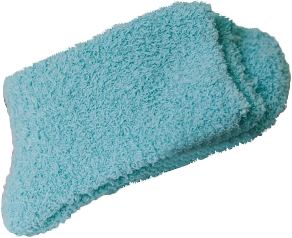 Womens Fuzzy Socks Winter Warm Fluffy Soft Slipper Socks Casual Home Sleeping Socks Cozy Crew Socks for Women Gifts Lake Blue One Size
