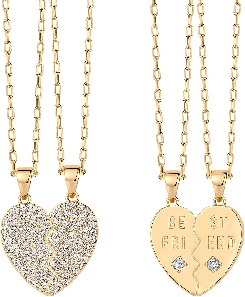 PAVOI 14K Gold Plated Heart Pendant Necklace Set for Women | Two Gifting Valentines Love Pendant Necklaces