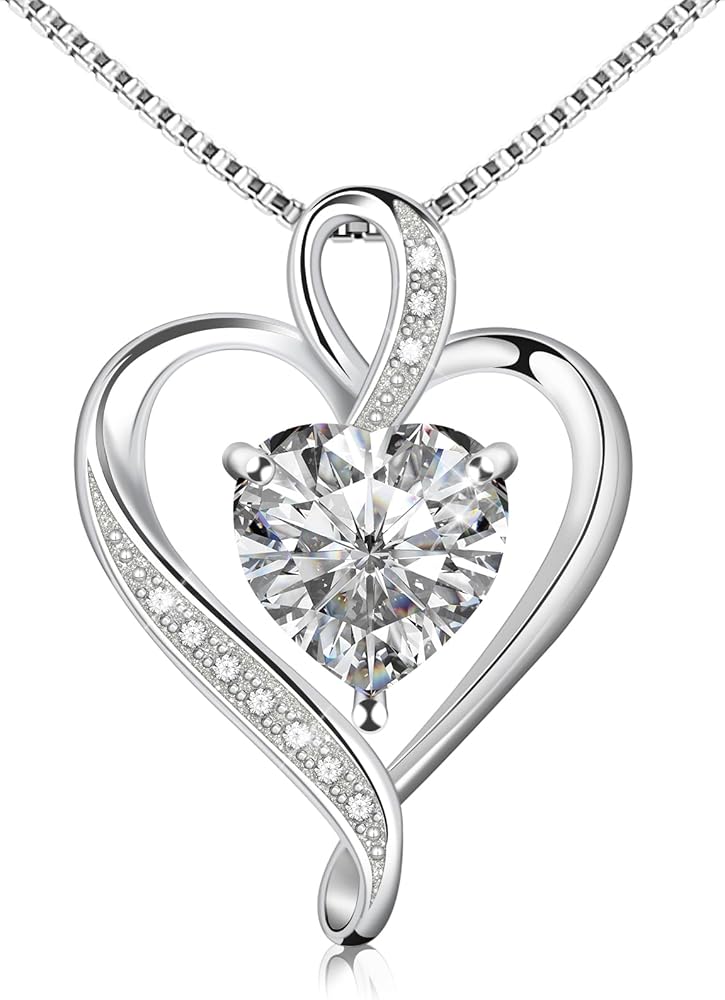 925 Sterling Silver Necklace - Exquisite Silver Jewelry for Women - Heart Pendant Silver Necklace - Birthday, Anniversary, Valentine's Day Gift for Women, Wife, Mom, Girlfriend, Lady