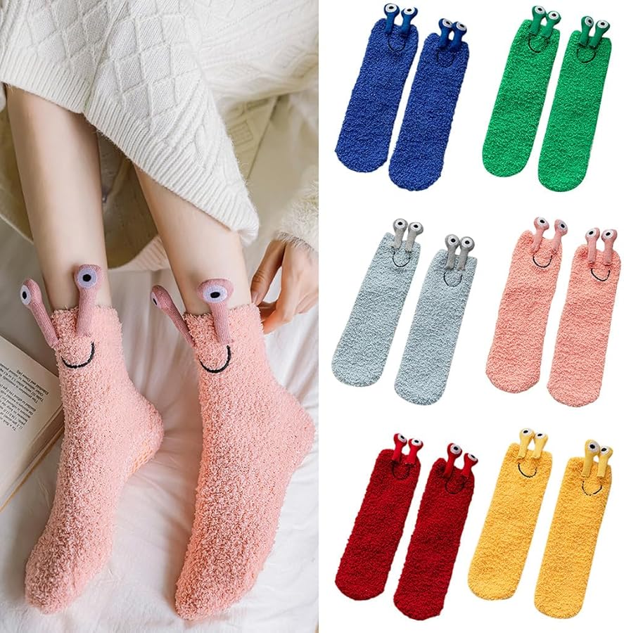 Women Winter Fuzzy Slipper Socks NFunny 3D for Frog Eyes Bright Solid Hos