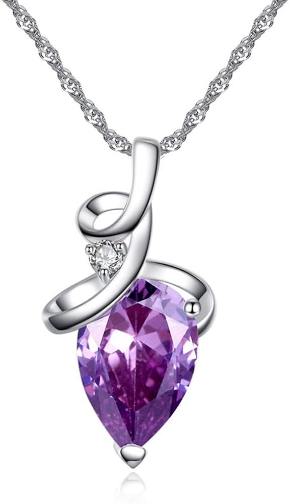 AILUOR Elegant Heart Shaped Amethyst Pendant Necklace, Luxury Fashion18K Rose Gold Love Heart Natural Purple Crystal Jewelry - Great Birthday Anniversary Mothers Day Wedding Gift