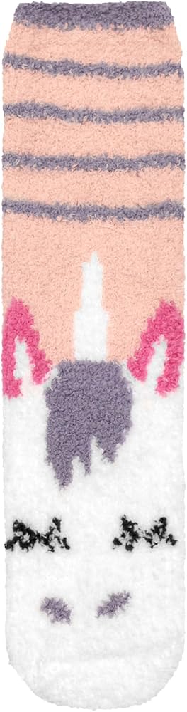 BambooMN Women's Super Soft Warm Microfiber Fuzzy Cozy Unicorn Series Crew Socks