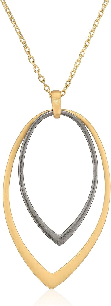 Lucky Brand Women's Two Tone Teardrop Pendant Necklace