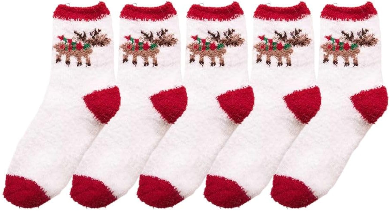 Christmas Fuzzy Slipper Socks For Women 5/10 Packs Coral Fleece Sleep Socks Winter Thickened Thermal High Leg Socks