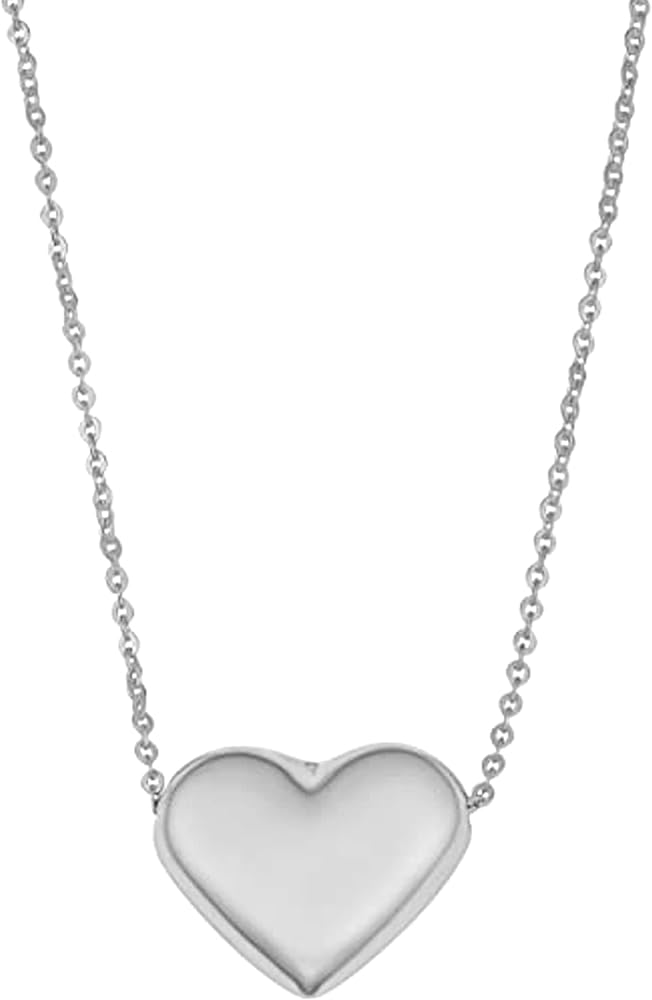 Jewelry Affairs Real Gold Puffed Heart Pendant Necklace, 18"