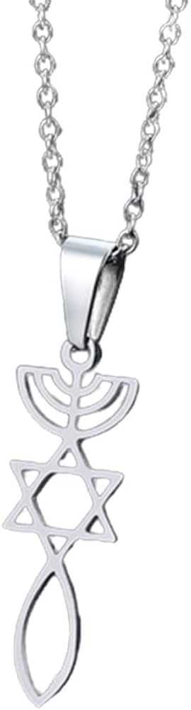 Messianic Seal Pendant Spiritual Religious Jewelry Grafted Necklace Casual Stainless Steel Women Jewelry Practical