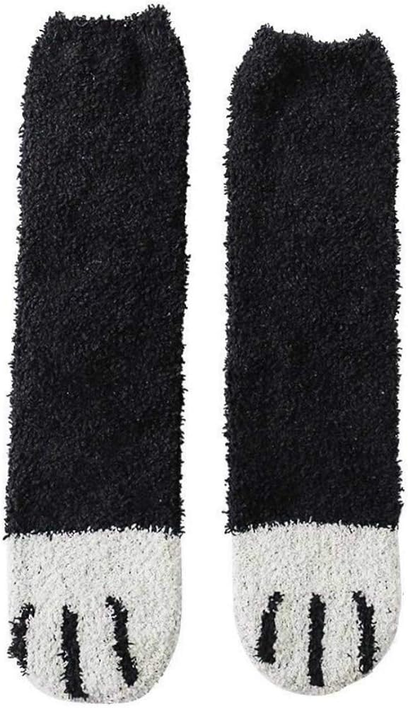 Women Cute Cartoon Cat Claws Socks, Winter Warm Fluffy Socks Cozy Soft Coral Thicken Sleep Floor Socks
