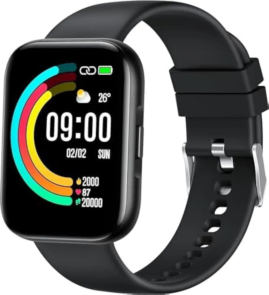 ANCwear Smart Watch for Men Women, 1.78" Touch Screen Smartwatch with 24 Sports Modes, IP68 Waterproof Fitness Tracker Watch (Black)