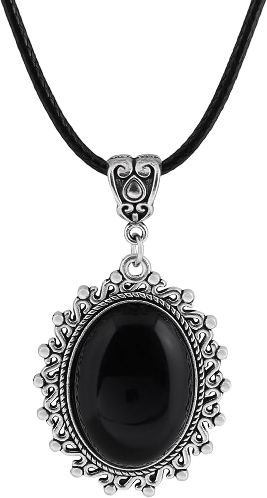 Sacina Gothic Black Teardrop Necklace, Victorian Necklace, Gothic Necklace, Goth Necklace, Vintage Necklace, Black Necklace, Costume Jewelry, Christmas Gift for Women
