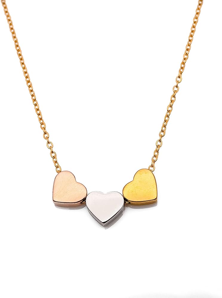 Triple Heart Pendant Necklace for Women Metal Charms Fashion Jewelry for Women