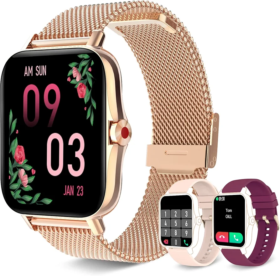 Iaret Smart Watch for Women(Call Receive/Dial), Fitness Tracker Waterproof Smartwatch for Android iOS Phones 1.7" HD Full Touch Screen Digital Watches with Heart Rate Sleep Monitor Pedometer