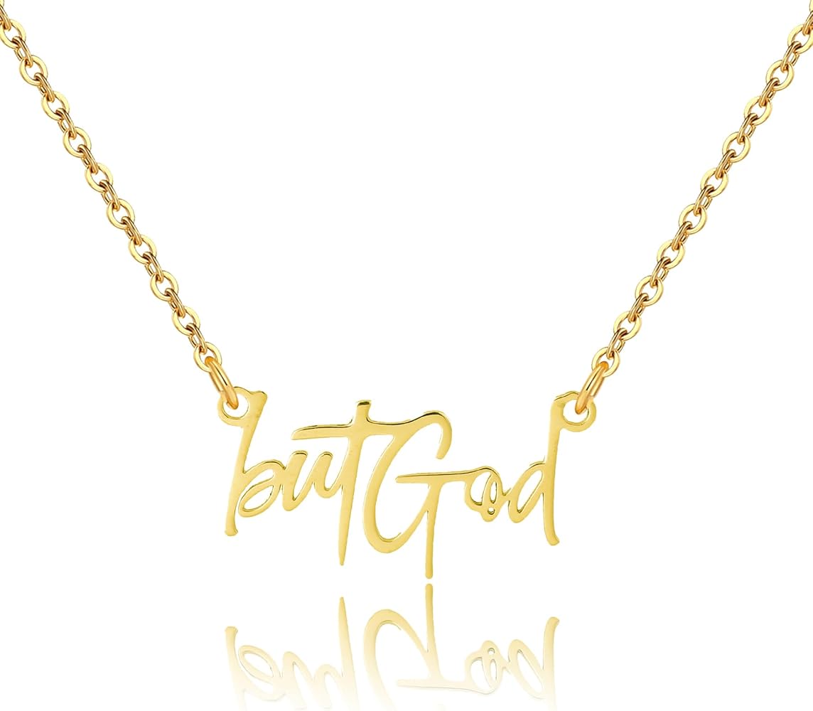 But God Necklace - Christian Necklace Bible Inspirational Necklace, Faith Necklace Encouragement Gift, Dainty Stainless Steel God Necklace, But God Verse Jewelry Spiritual Necklace Gifts for Women