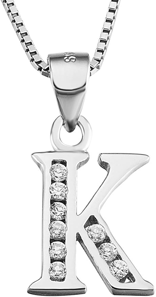 YFN Initial Pendant Necklace Sterling Silver with Cubic Zirconial 26 Letter Alphabet Jewelry Gifts for Women