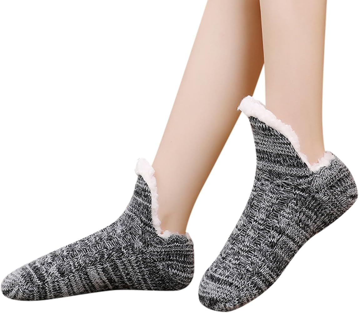 Fluffy Socks for Women Thick Fuzzy Fleece Plush Sleeping Socks Soft Sherpa Lined Socks Non Slip with Grippers