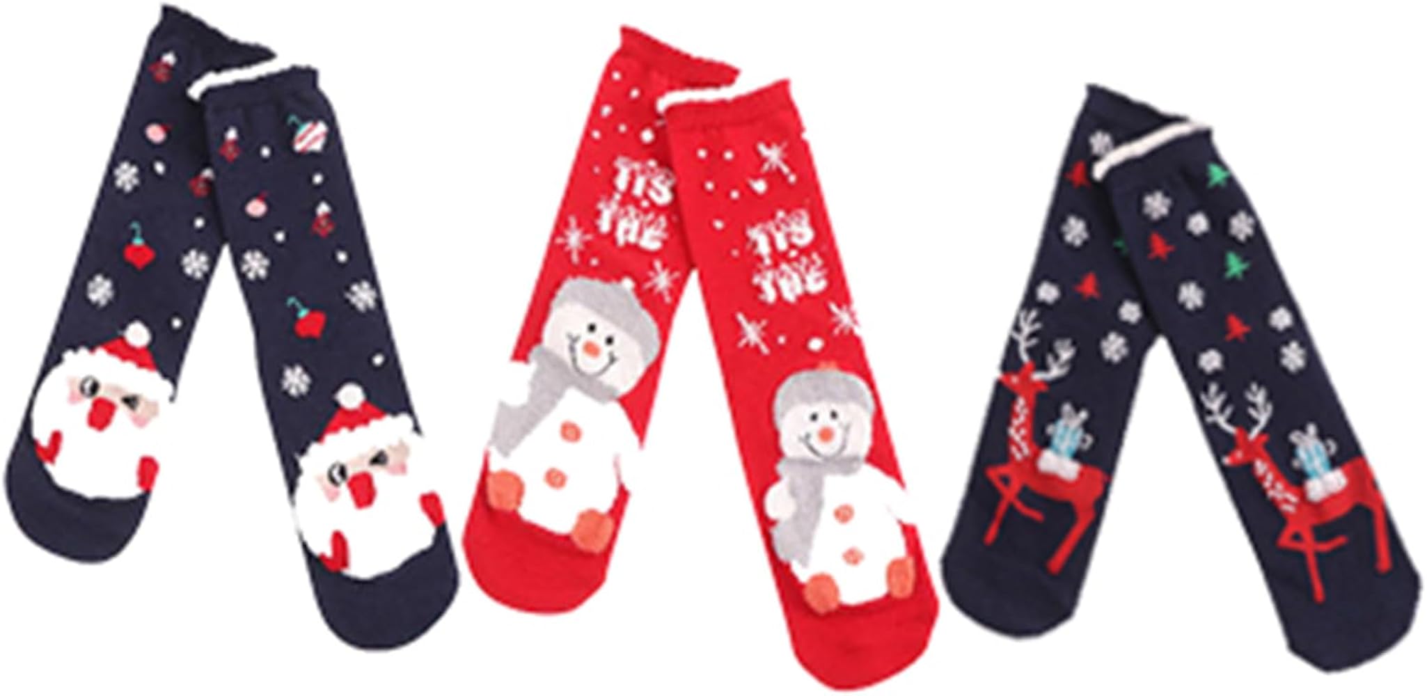 Ruziyoog 3 Pairs Women Christmas Slipper Socks Winter Warm Fluffy Thermal Sherpa Slipper Socks Non Slip Sleeping Socks
