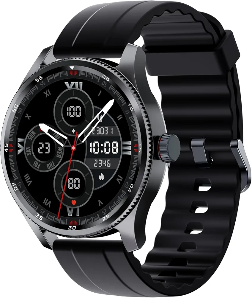 Smart Watch Men with Metal Bezel, Answer Make Call/Heart Rate/Step Counter/Sleep Tracker/100 Sports for Run/Alexa Built-in, IP68 Waterproof Swim, Fitness Sport Watch Compatible Android iOS