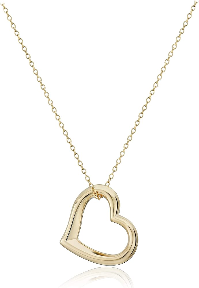 Amazon Essentials Women's 18k Yellow Gold Plated Sterling Silver Open Heart Pendant Necklace, 18" (previously Amazon Collection)