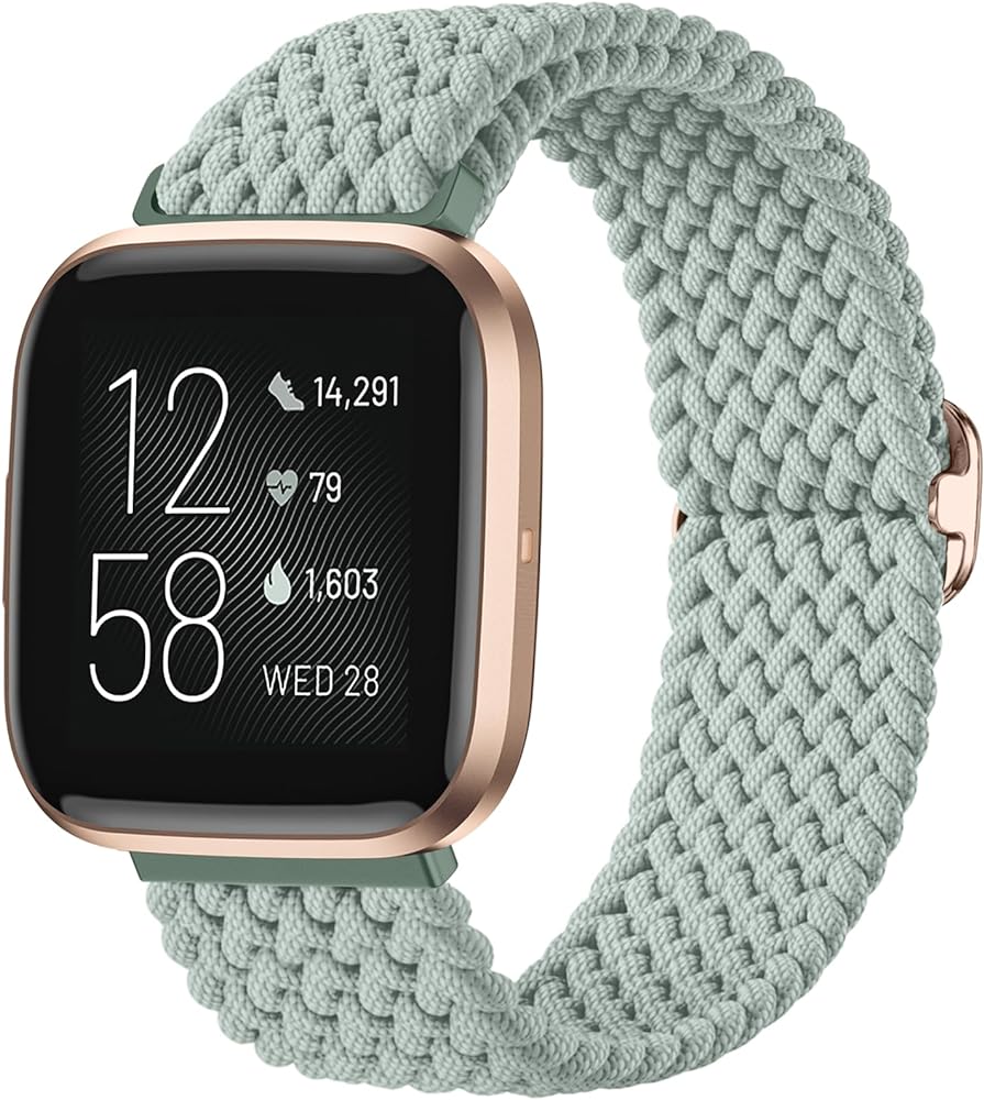 Maledan Compatible with Fitbit Versa 2 Bands and Fitbit Versa Bands for Women Men, Braided Stretchy Bracelet Replacement Wrist Bands for Fitbit Versa 2/ Versa Lite/Versa SE/Versa Strap Accessories