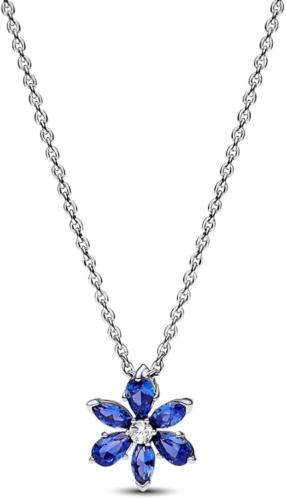 PANDORA Sparkling Blue Herbarium Cluster Pendant Necklace - 45 cm - With Gift Box