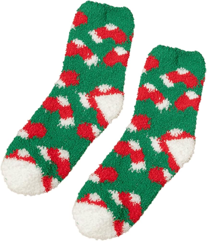 1 Pairs Christmas Fuzzy Socks for Women Girls Gifts Fluffy Cozy Warm Soft Plush Slipper Socks for Sleeping Xmas Holiday Socks Fuzzy Socks Mens Socks Womens Socks Halloween Socks Black Wool Crew Socks