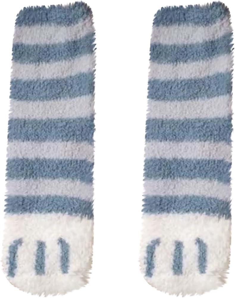 Cute Fuzzy Socks for Women- Cozy Fluffy Socks, Soft Cat Paw Slipper Socks, Winter Warm Sleeping Thick Home Socks
