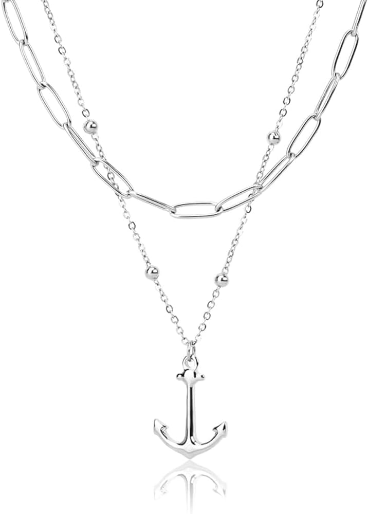Feilifan Dainty Gold Layered Necklaces for Women, 18K Gold Plated Stainless Steel Necklace, Adjustable Pendant Necklace