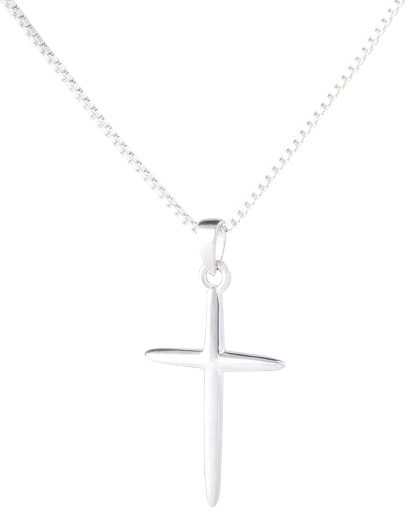 ELEGANT & PRECIOUS STRANDS Sterling Silver Cross Necklace For Women, Cross Pendant Easy to Wear – Classic Silver Cross Necklaces for Women Simple Trendy Every Day Jewelry