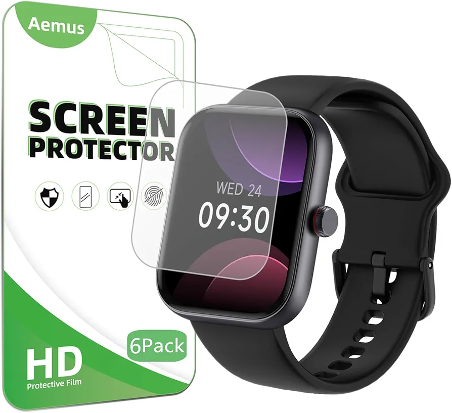 Screen Protector For IDW20 Smart Watch 1.91" (6 Pack) Clear TPU Soft Film, Compatible for Gydom, Yoever, TOOBUR Fitness Watch Screen Film