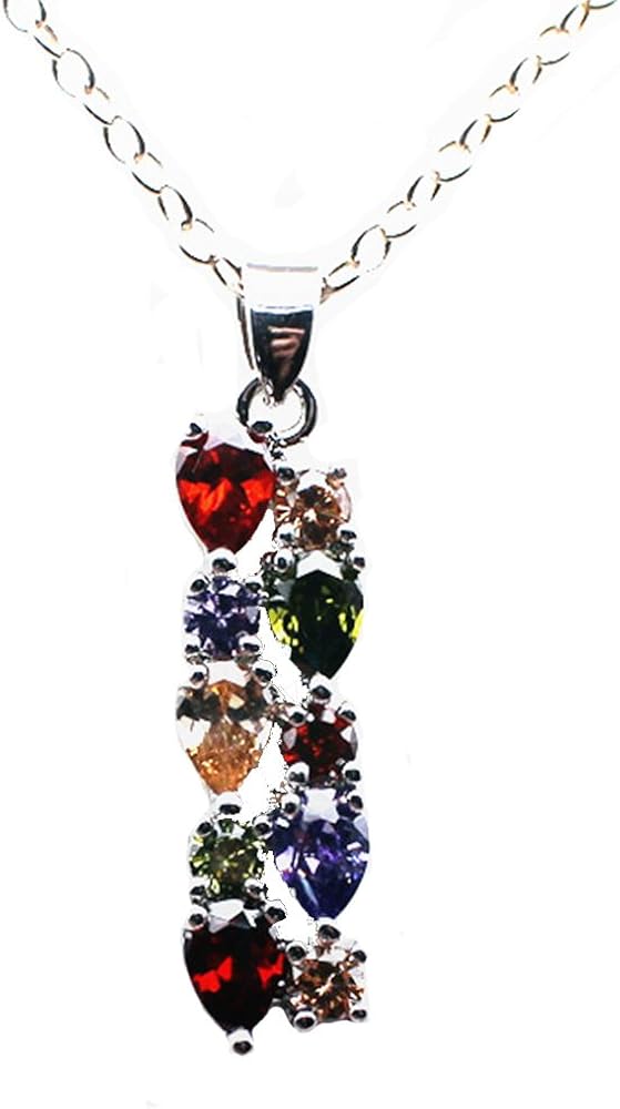 Hermosa Pendant Necklace for Women, Multi Gemstones Sterling Silver Pendant Necklace with Amethyst Garnet Ruby Blue Sapphire Fashion Jewelry