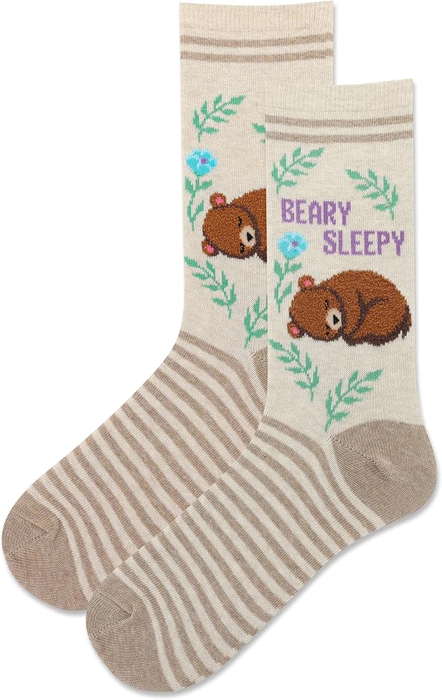 Hot Sox Womens Fuzzy Beary Sleepy Crew Socks