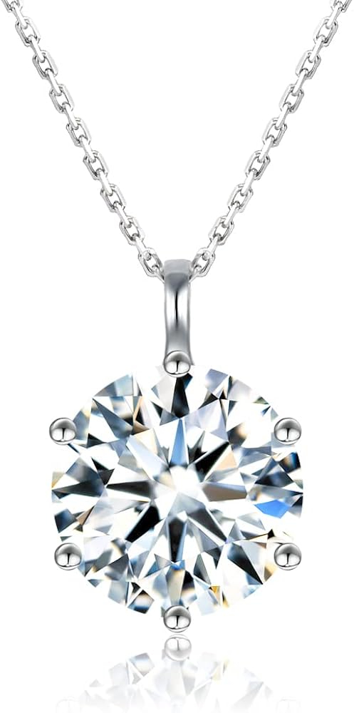Moissanite Necklaces for Women 925 Sterling Silver Necklace with 1CT Moissanite Pendant 18K Gold-Plated Dainty Jewelry Gift for Women Mom