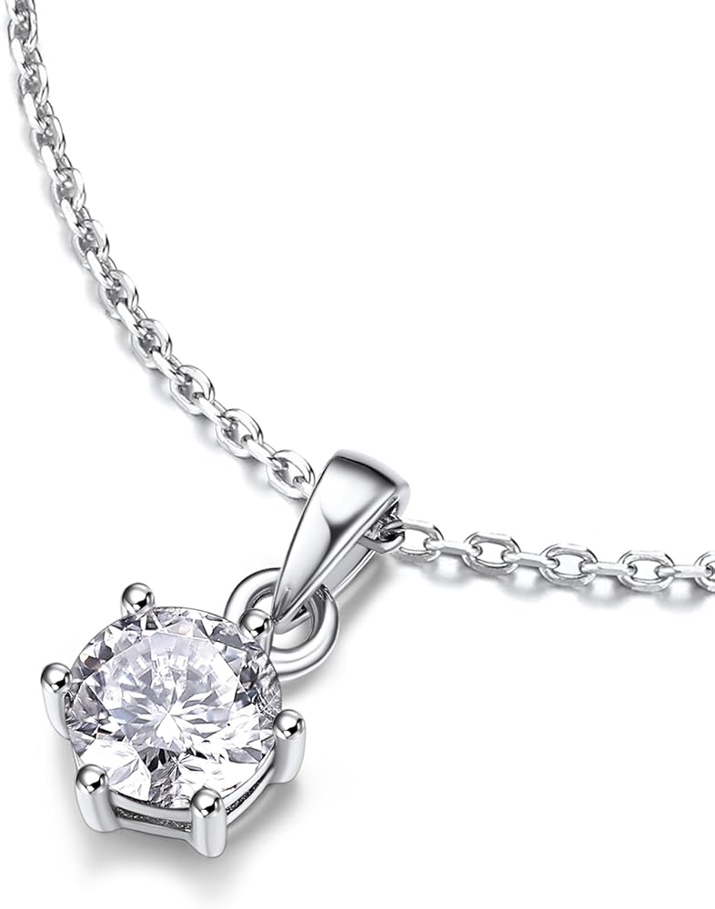 MomentWish Women's Necklace, Anniversary Sparkling Gifts for Wife, 1/2Carat Moissanite Necklace for Women, Lab Created Diamond Necklace, 925 Sterling Silver Necklace for Birthday Christmas Gift
