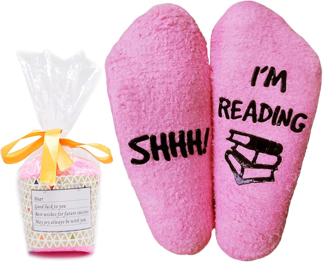 Moyel Women Reading Socks Book Lovers Gifts Fluffy Fuzzy Slipper Warm Cozy Socks