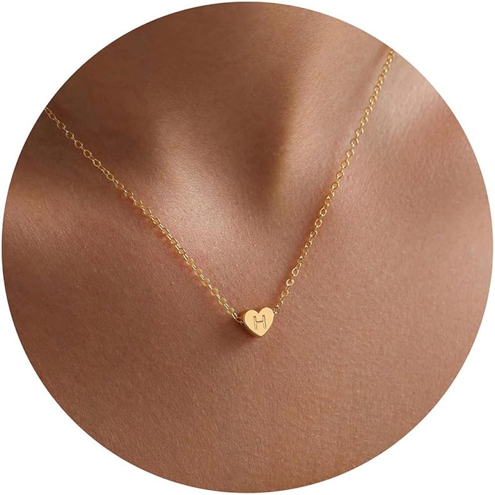 Turandoss Heart Initial Necklaces for Women - 14K Gold Filled Heart Pendant Alphabet Letter Necklace Initial Necklaces for Women Gifts
