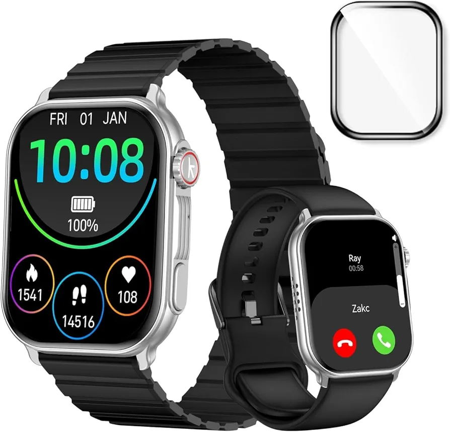 Smart Watch for Men & Women - Answer/Make Calls, 2.01" HD Display, Heart Rate & Sleep Monitor, Fitness Tracker Compatible with Android & iOS