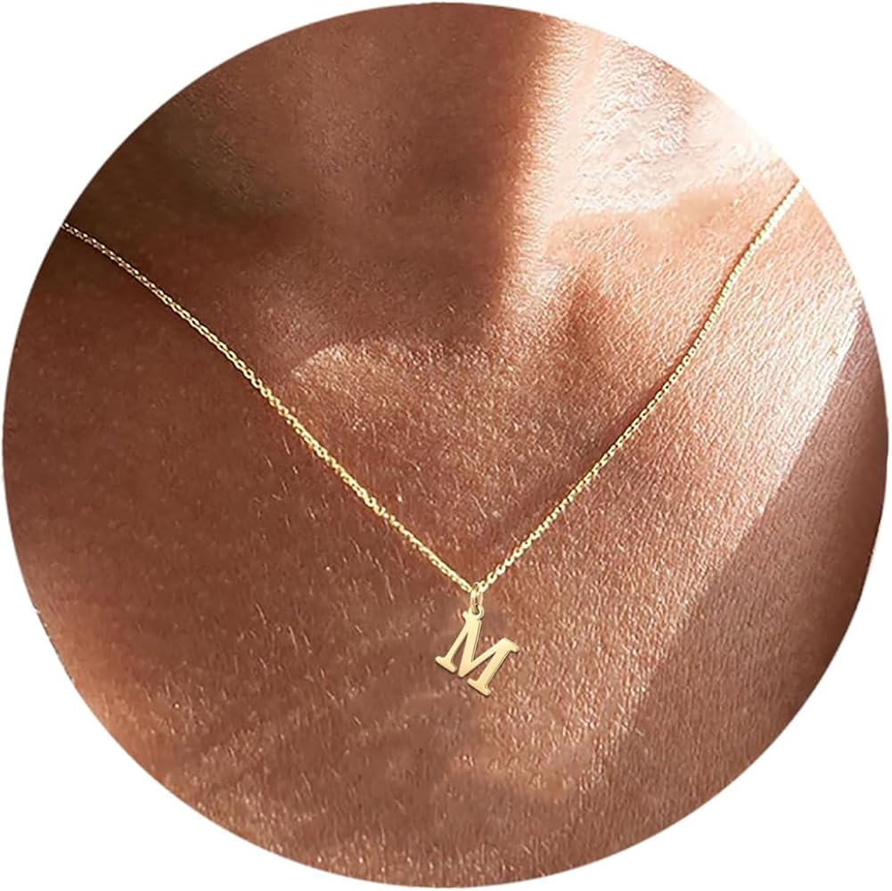 Initial Necklace,18K Gold Plated Letter Necklace,A-Z Pendant Necklace for Women