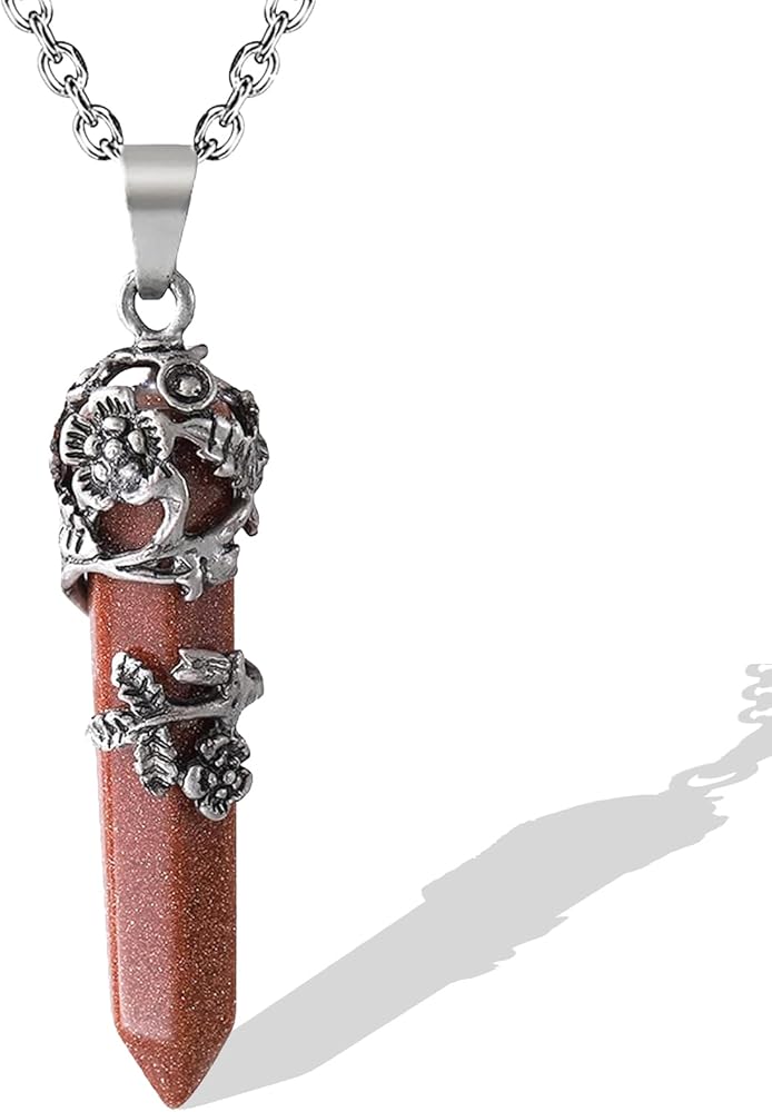Flower Wrapped Crystal Pendant Necklace Point Reiki Healing Crystals Stone Necklaces Gemstone Quartz Jewelry for Women