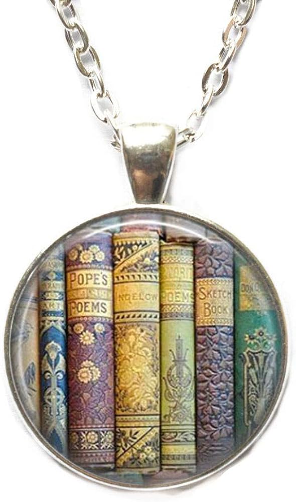 Book Necklace Book Jewelry Book Lovers Pendant Purple Blue