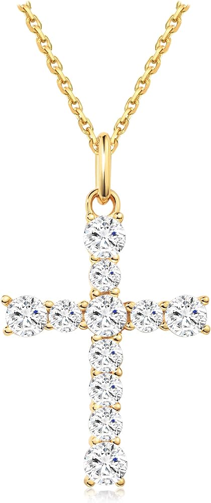 S.Leaf Cross Necklace for Women Gold Diamond Cross Necklaces for Women Sterling Silver Cross Pendant Necklaces for Women Birthday Anniversary