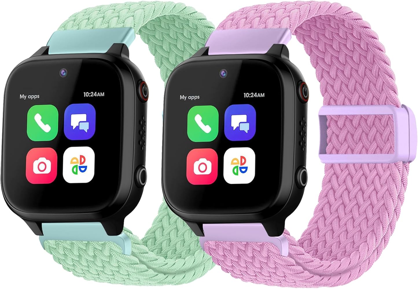 SimpleThings Braided Band Compatible with Cosmo JrTrack 3/Cosmo JrTrack 2 SE/Cosmo JrTrack 2/Cosmo JrTrack Smartwatch, 2Pack Stretchy Nylon Strap with Snap-on Clasp